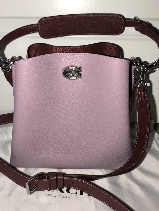 Coach Willow Bucket Shoulder Bag Colorblock Faded Purple Leather - Picture 3 of 16